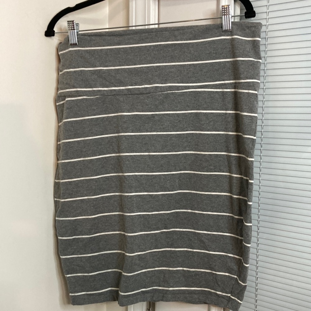 Gray And White Striped Skirt